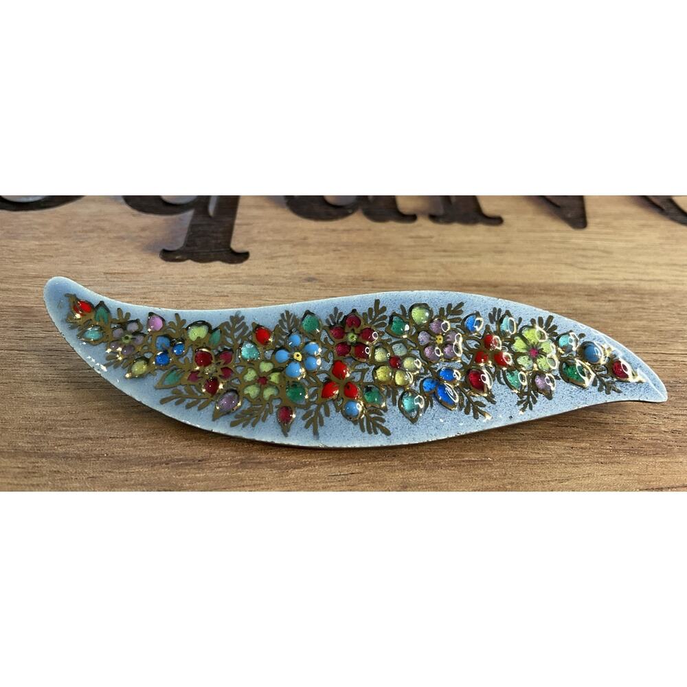 Sterling Silver Enamel Brooch White Guilloche Floral Mid Century